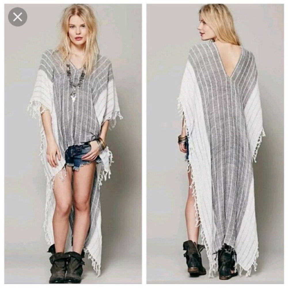 Free People Highs and Lows Gauzy Hi-Low Poncho